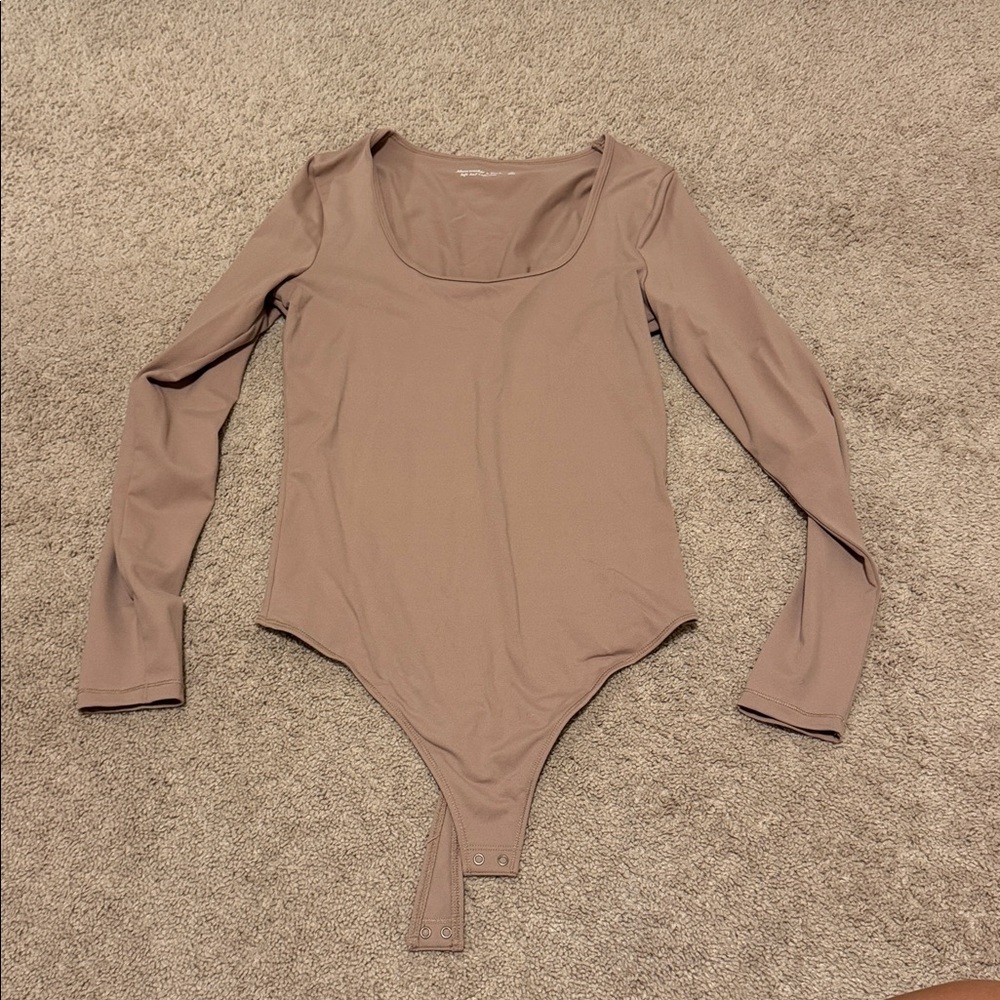 Abercrombie & Fitch Taupe Long Sleeve Bodysuit